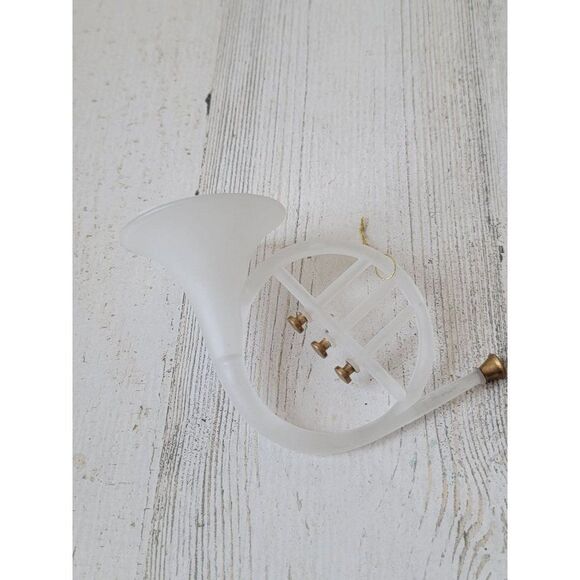 Clear frosted horn Trumpet ornament Xmas decor - Picture 1 of 5